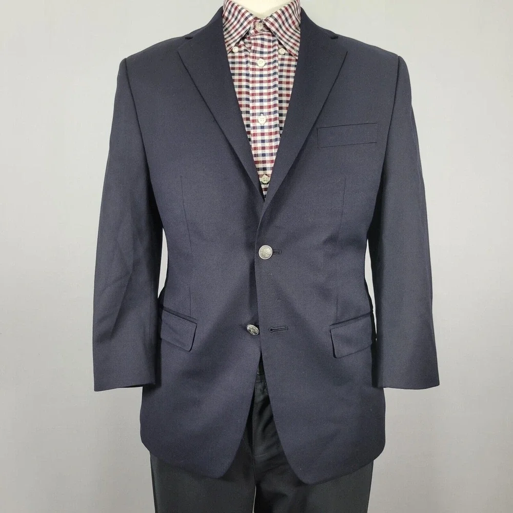 Michael Kors‎ Men's Sport Coat Blazer Two Button Deep Navy Twill Wool Poly 38S